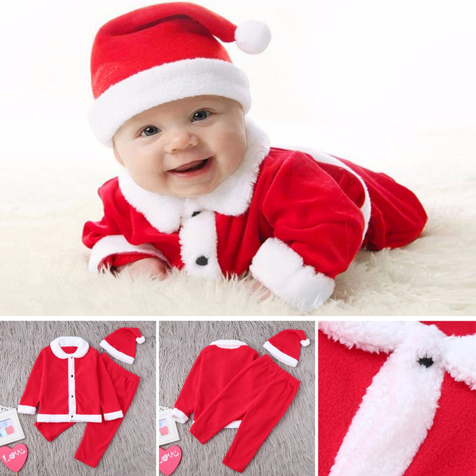 Baby Girl Christmas Outfit – Long Sleeve Plaid Santa Romper With Embroidery, Newborn & Toddler Holiday Clothes