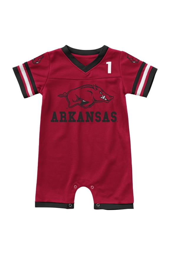 Newborn & Infant Colosseum Cardinal Arkansas Razorbacks Bumpo Football Logo Romper