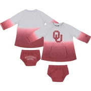 Newborn & Infant Colosseum Gray/Crimson Oklahoma Sooners Hand in Hand Ombre Dress & Bloomers Set