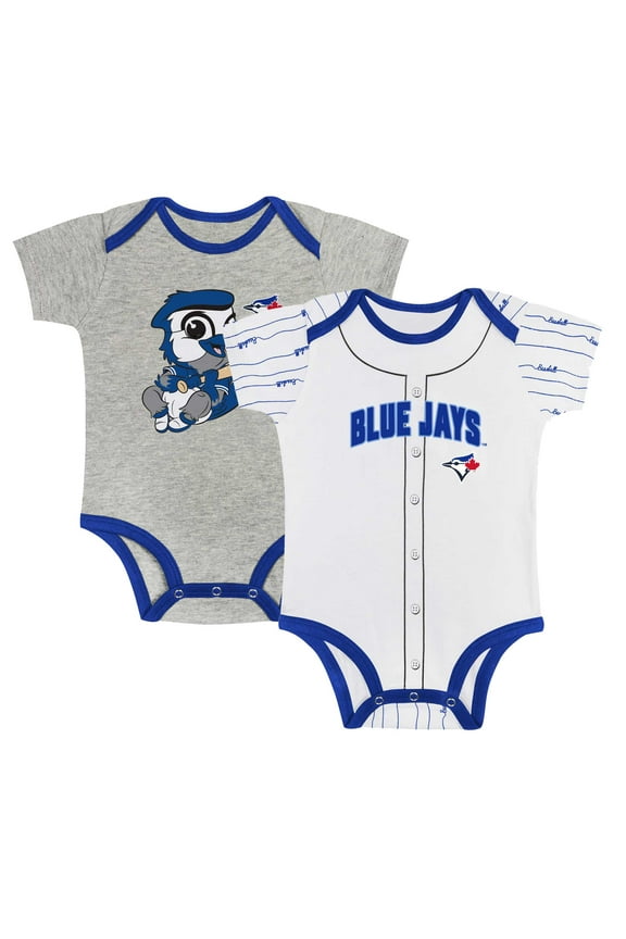Newborn & Infant Gray/White Toronto Blue Jays Two-Pack Play Ball Bodysuit Set