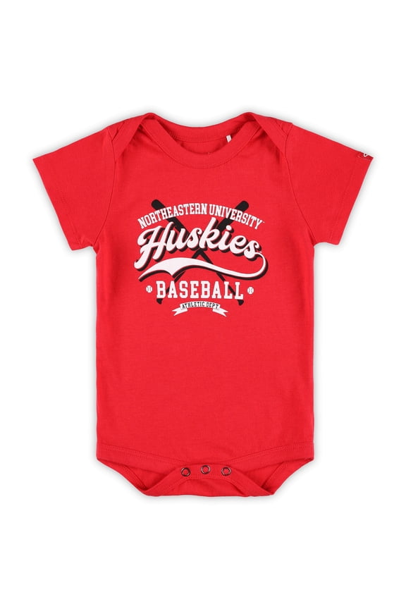 Newborn & Infant Garb Red Northeastern Huskies Otis Baseball Bodysuit