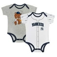 thumbnail image 1 of Newborn & Infant Gray/White New York Yankees Two-Pack Play Ball Bodysuit Set, 1 of 5