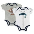 thumbnail image 1 of Newborn & Infant Gray/White Seattle Mariners Two-Pack Play Ball Bodysuit Set, 1 of 5