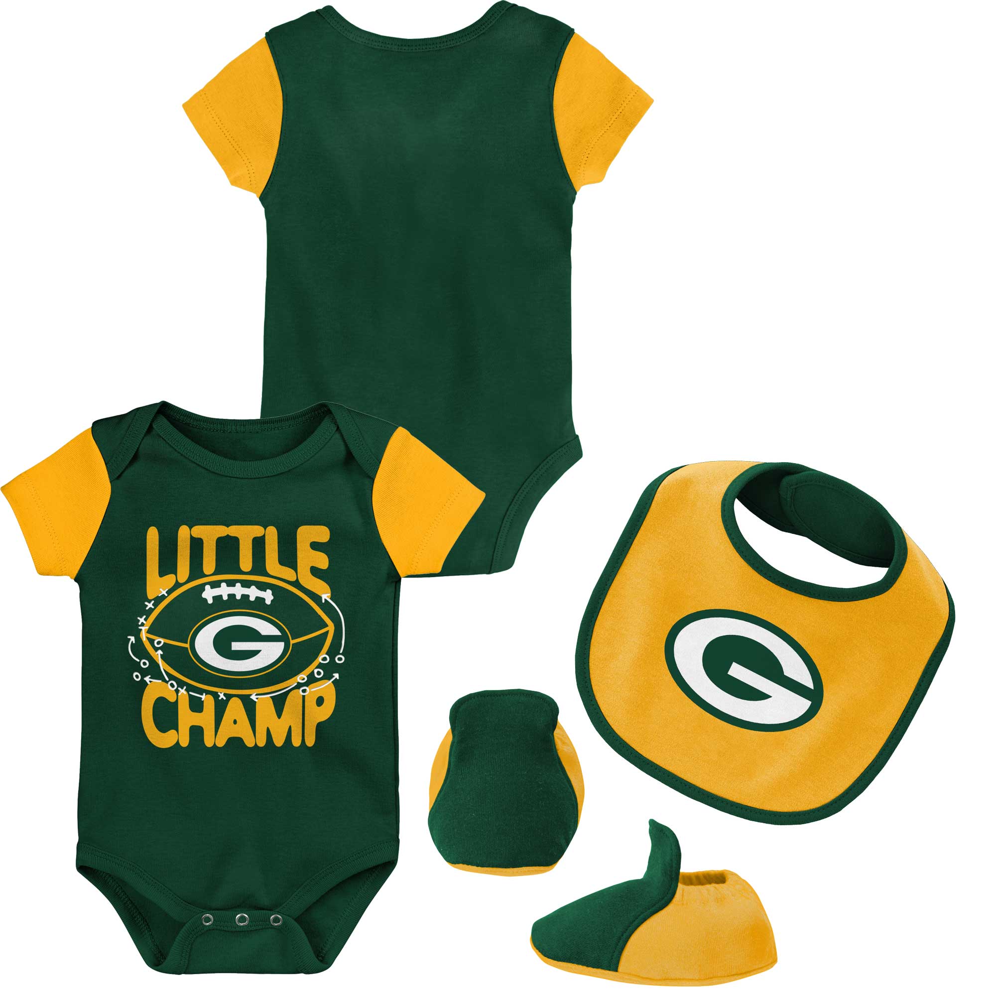 Newborn & Infant Green/Gold Green Bay Packers Little Champ ThreePiece