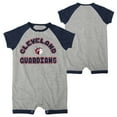 thumbnail image 1 of Newborn & Infant Heather Gray Cleveland Guardians Extra Base Hit Raglan Full-Snap Romper, 1 of 3