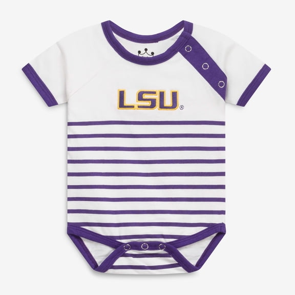 Newborn & Infant Little King Purple/White LSU Tigers Shoulder Snap Bodysuit