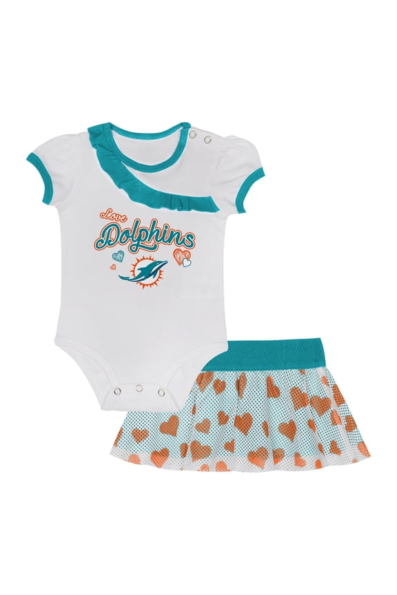 Newborn & Infant Miami Dolphins Love My Team Bodysuit & Skirt Set