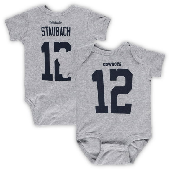Newborn & Infant Mitchell & Ness Roger Staubach Heather Gray Dallas Cowboys Retired Player Mainliner Name & Number