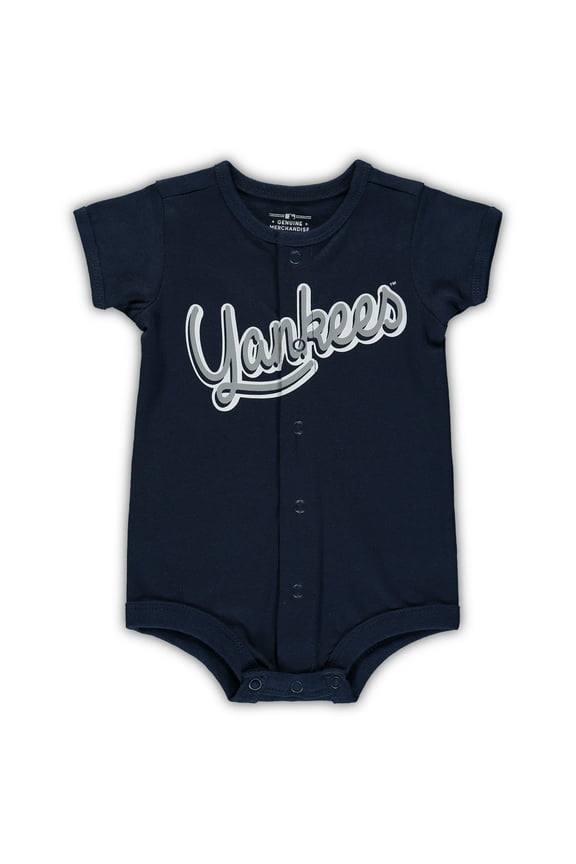 Newborn & Infant Navy New York Yankees Stripe Power Hitter Romper