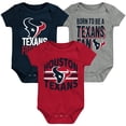 thumbnail image 1 of Newborn & Infant Navy/Red/Heathered Gray Houston Texans 3rd Down & Goal Three-Piece Bodysuit Set, 1 of 1