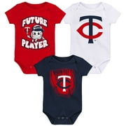 Newborn & Infant Navy/Red/White Minnesota Twins Minor League Player Three-Pack Bodysuit Set