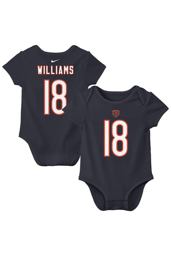 Newborn & Infant Nike Caleb Williams Navy Chicago Bears Player Name & Number Bodysuit