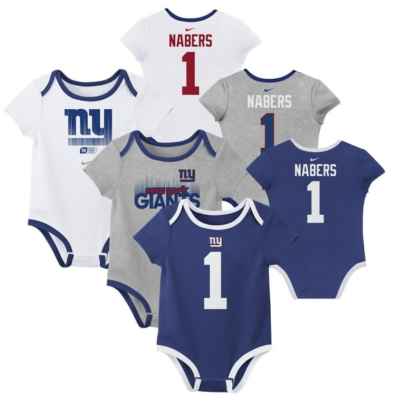 Newborn & Infant Nike Malik Nabers New York Giants Name & Number 3-Pack Bodysuit Set