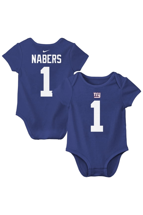 Newborn & Infant Nike Malik Nabers Royal New York Giants Player Name & Number Bodysuit