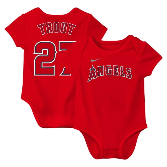 Newborn & Infant Nike Mike Trout Red Los Angeles Angels Fuse Name & Number Bodysuit