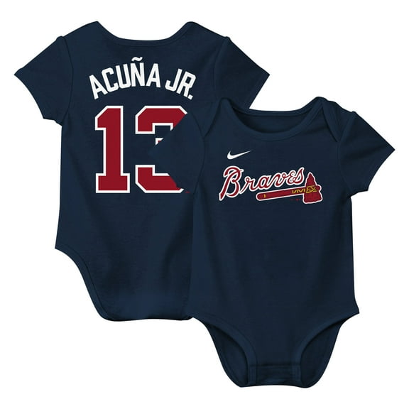 Newborn & Infant Nike Ronald Acu-a Jr. Navy Atlanta Braves Fuse Name & Number Bodysuit