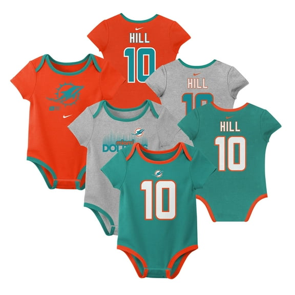 Newborn & Infant Nike Tyreek Hill Miami Dolphins Name & Number 3-Pack Bodysuit Set