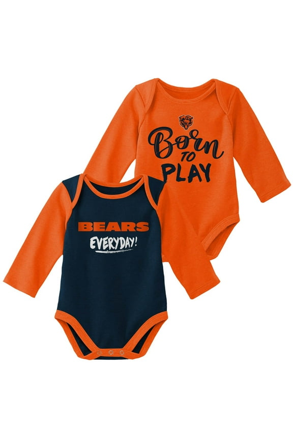 Newborn & Infant Orange/Navy Chicago Bears Little Player Long Sleeve 2-Pack Bodysuit Set