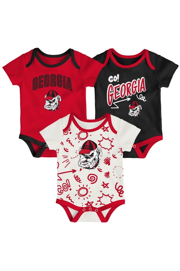 Newborn & Infant Outerstuff Georgia Bulldogs Three-Pack All Day Play Bodysuit Set