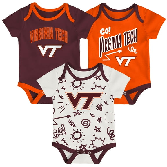 Newborn & Infant Outerstuff Virginia Tech Hokies Three-Pack All Day Play Bodysuit Set