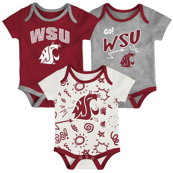 Newborn & Infant Outerstuff Washington State Cougars All Day Play Three-Piece Bodysuit Set