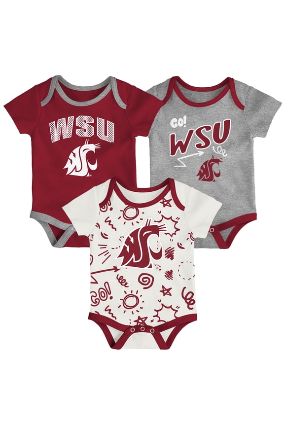 Newborn & Infant Outerstuff Washington State Cougars All Day Play Three-Piece Bodysuit Set