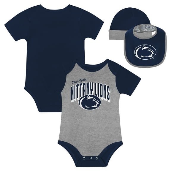 Newborn & Infant Penn State Nittany Lions Dynamic Duo Bodysuit, Bib & Cuffed Knit Hat Set