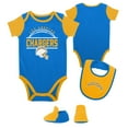thumbnail image 1 of Newborn & Infant Powder Blue/Gold Los Angeles Chargers Home Field Advantage Three-Piece Bodysuit, Bib & Booties Set, 1 of 5