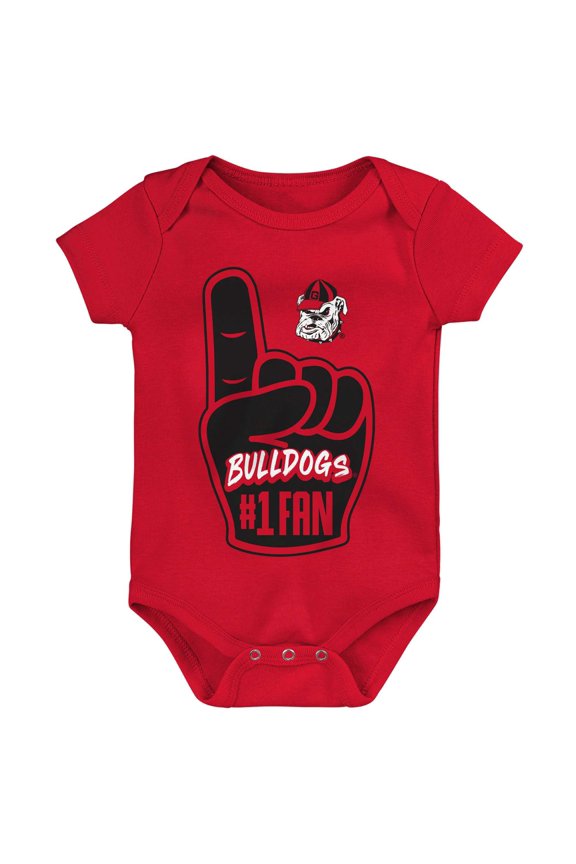 Newborn & Infant Red Georgia Bulldogs #1 Fan Foam Finger Bodysuit