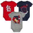 thumbnail image 1 of Newborn & Infant Red/Navy/Gray St. Louis Cardinals Change Up 3-Pack Bodysuit Set, 1 of 1
