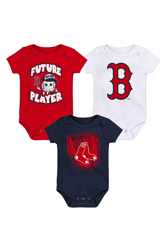 Newborn & Infant Red/Navy/White Boston Red Sox Minor League Player Three-Pack Bodysuit Set