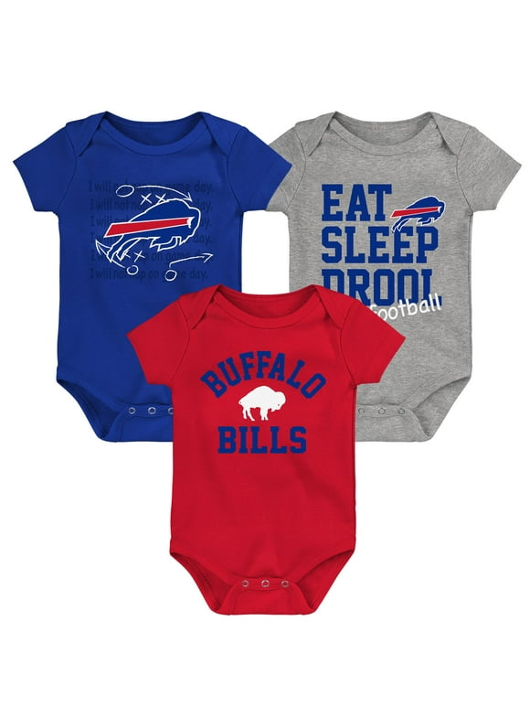 Newborn & Infant Red/Royal/Heather Gray Buffalo Bills Three-Pack Eat, Sleep & Drool Retro Bodysuit Set
