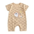 thumbnail image 1 of Newborn Infant Romper Bodysuit Short Sleeve Cerw Neck Baby Onesie Funny Cartoons Print Button Down Comfy Baby Jumpsuits Clothes On Clearance, 1 of 3