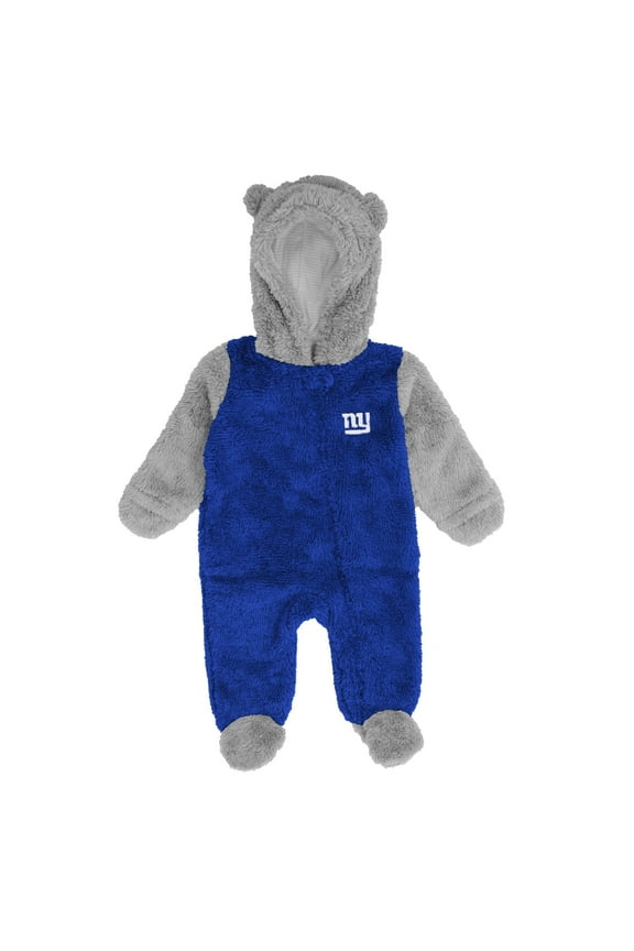 Newborn & Infant Royal/Gray New York Giants Game Nap Teddy Fleece Bunting Full-Zip Sleeper