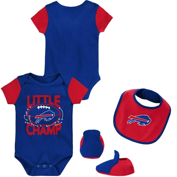 Newborn & Infant Royal/Red Buffalo Bills Little Champ Three-Piece Bodysuit Bib & Booties Set
