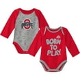 thumbnail image 1 of Newborn & Infant Scarlet/Heather Gray Ohio State Buckeyes Born To Win Two-Pack Long Sleeve Bodysuit Set, 1 of 3