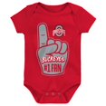 thumbnail image 1 of Newborn & Infant Scarlet Ohio State Buckeyes #1 Fan Foam Finger Bodysuit, 1 of 1