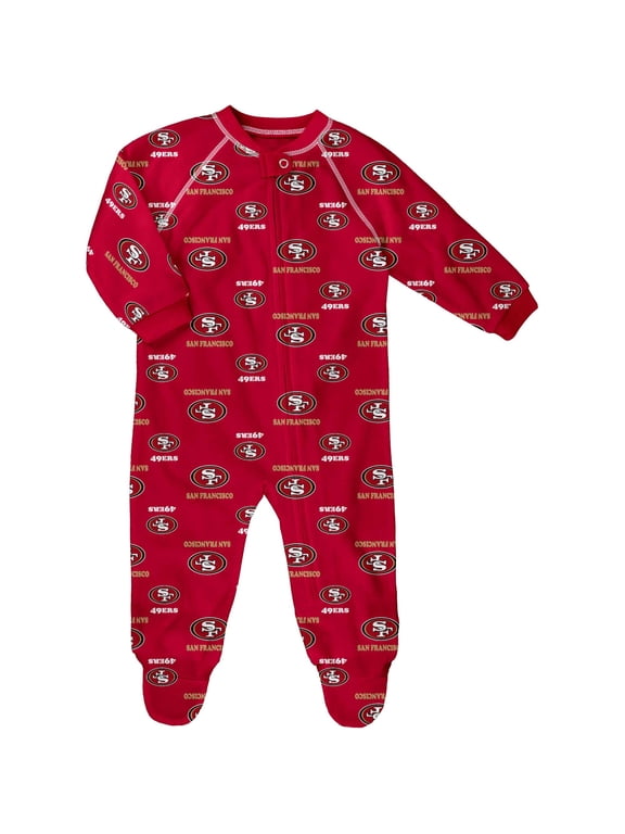 Newborn & Infant Scarlet San Francisco 49ers Allover Print Raglan Full-Zip Sleeper