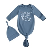 Newborn Infant Summer Bodysuits Newborn Knotted Sleeping Bag Fetal Hat Set Baby Comfortable And Breathable Pajamas