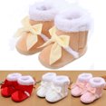 thumbnail image 1 of Newborn Infant Toddler Baby Girl Bow Fleece Snow Boots Winter Warm Soft Sole Crib Shoes Booties, 1 of 11