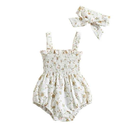 Newborn Infant Toddler Baby Girl Romper Floral Print Ruffles Sleeveless Jumpsuit Sunsuit Overalls Summer