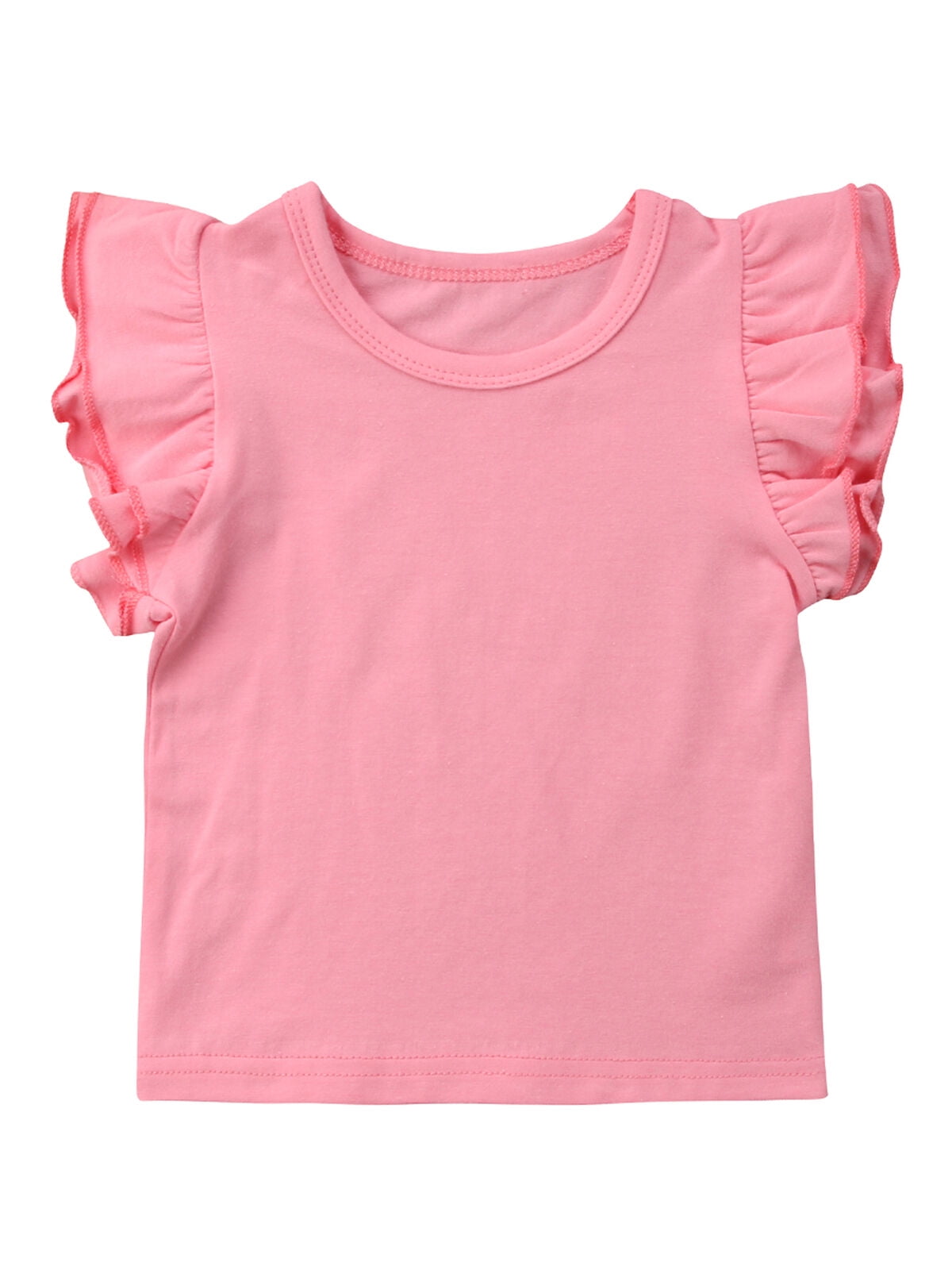 Newborn Infant Toddler Baby Girl Top Basic Plain Ruffle TShirt Tops Blouse Casual Clothes