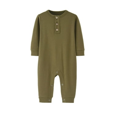 Newborn Infant Unisex Baby Boy Girl Button Solid Romper Bodysuit One Piece Jumpsuit Outfits Clothes Cute ,Spring, Summer, Autumn and Winter 0-18months（Healthy Fabric，Soft and Skin-Friendly）