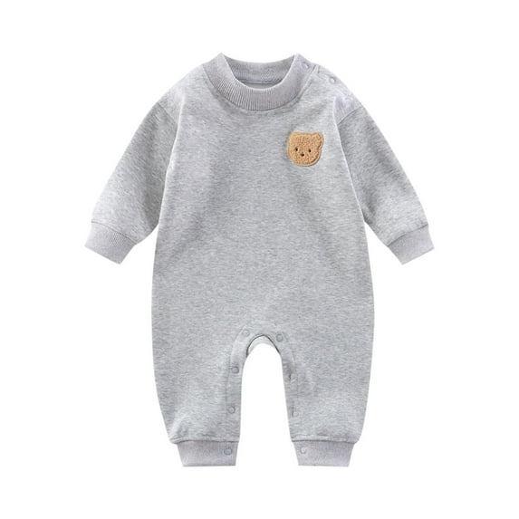 Newborn Infant Unisex Baby Boy Girl Clothes Romper Jumpsuit Cotton Basic One Piece Outfits Gray 0-3 Months
