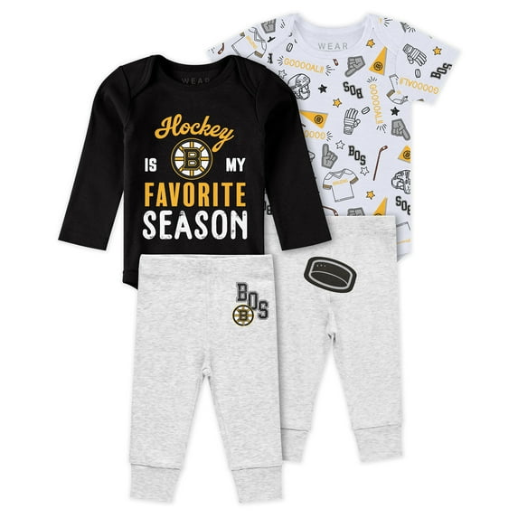 Newborn & Infant WEAR by Erin Andrews Boston Bruins Turn Me Around Bodysuits & Pants 3-Piece Set