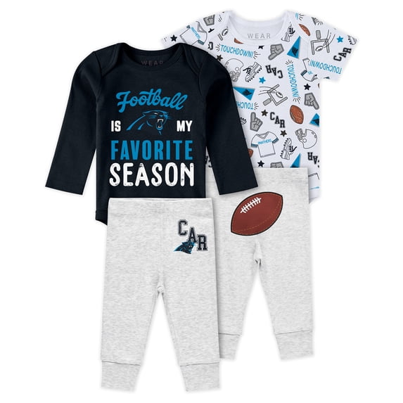 Newborn & Infant WEAR by Erin Andrews Carolina Panthers Three-Piece Turn Me Around Bodysuits & Pant Set