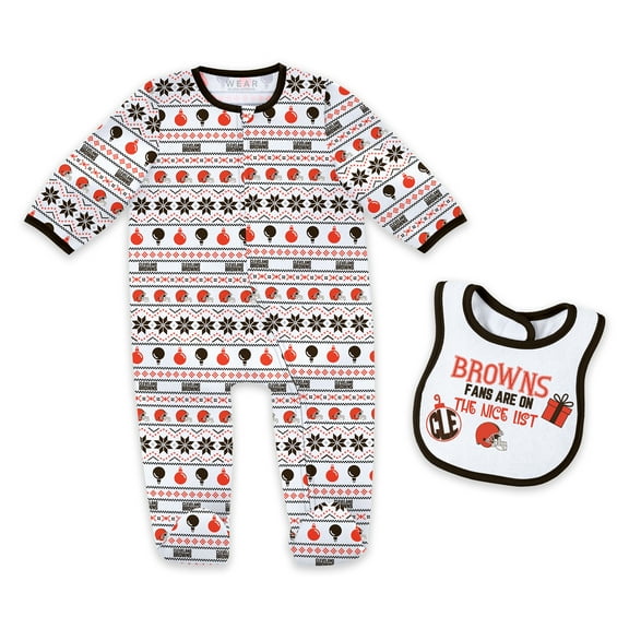 Newborn & Infant WEAR by Erin Andrews Cleveland Browns Allover Print Full-Zip Sleeper & Bib Set