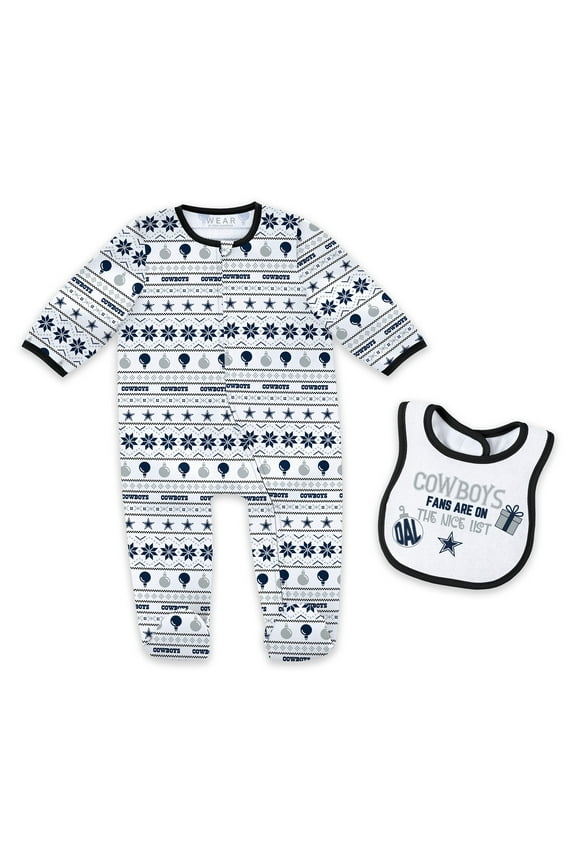 Newborn & Infant WEAR by Erin Andrews Dallas Cowboys Allover Print Full-Zip Sleeper & Bib Set
