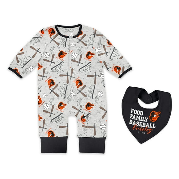 Newborn & Infant WEAR by Erin Andrews  Heather Gray Baltimore Orioles Sleep and Play Full-Zip Sleeper & Bib Set