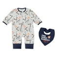 thumbnail image 1 of Newborn & Infant WEAR by Erin Andrews  Heather Gray Houston Astros Sleep and Play Full-Zip Sleeper & Bib Set, 1 of 3